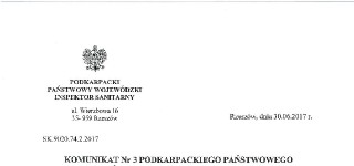 Komunikat z dnia 30.06.2017 r.  – Podkarpacki Państwowy Wojewódzki Inspektor Sanitarny